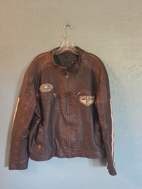 RARE Affliction Brown Faux Leather Riding Jacket